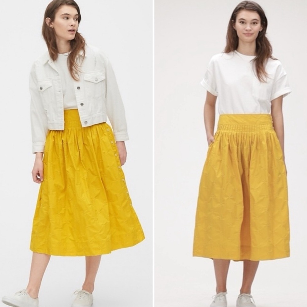 Gap Embroidered Poplin Midi Skirt Size 8
